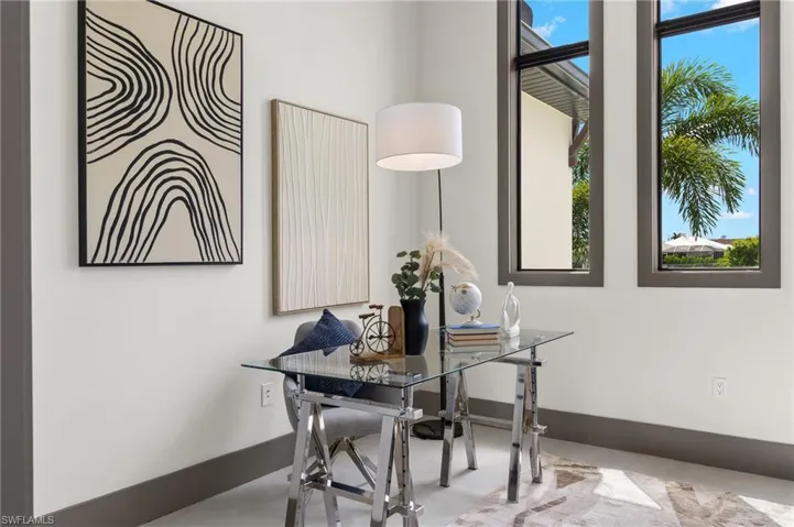 Office space with concrete flooring