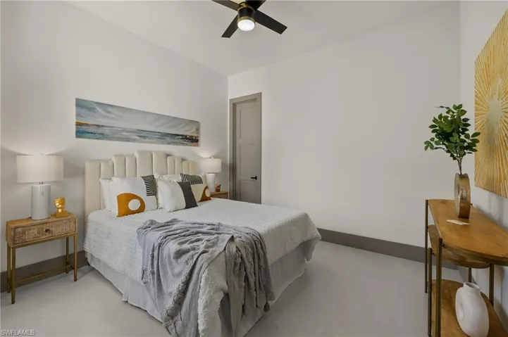 Bedroom featuring ceiling fan