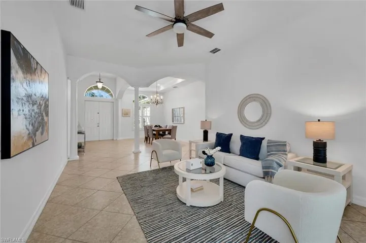 Open living and dining room