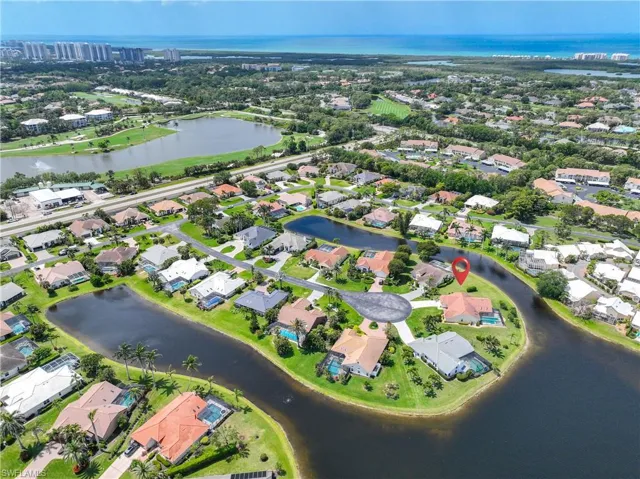 View of property location with a nearby body of water and shows the Gulf in the background