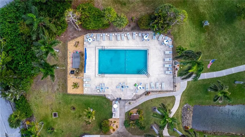 Aerial view of pool area