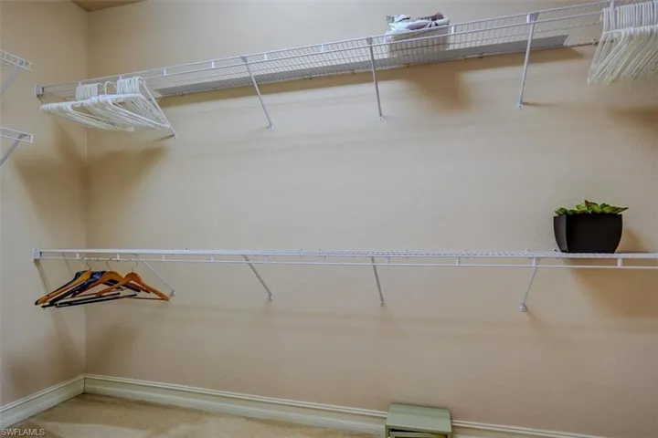 Spacious closet with carpet flooring