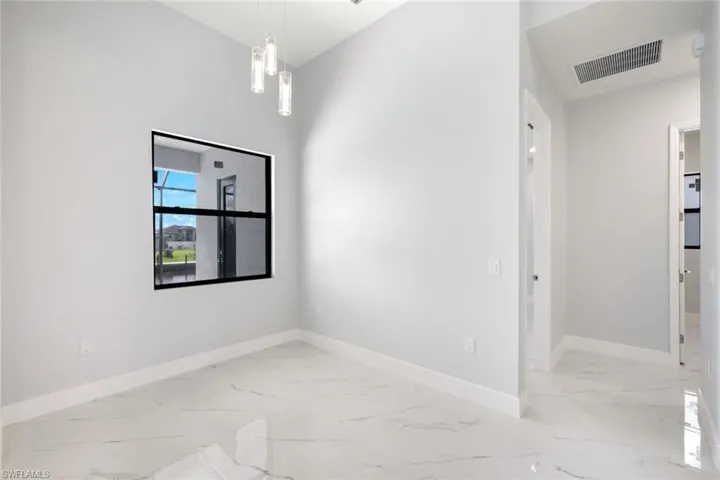 dining area with water views