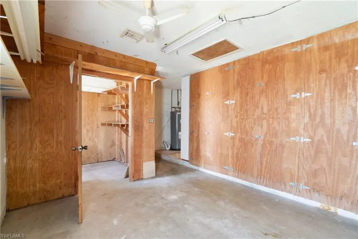 Garage converted into a storage and work area
