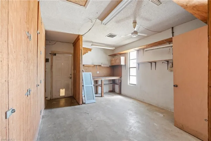 Garage converted into a storage and work area