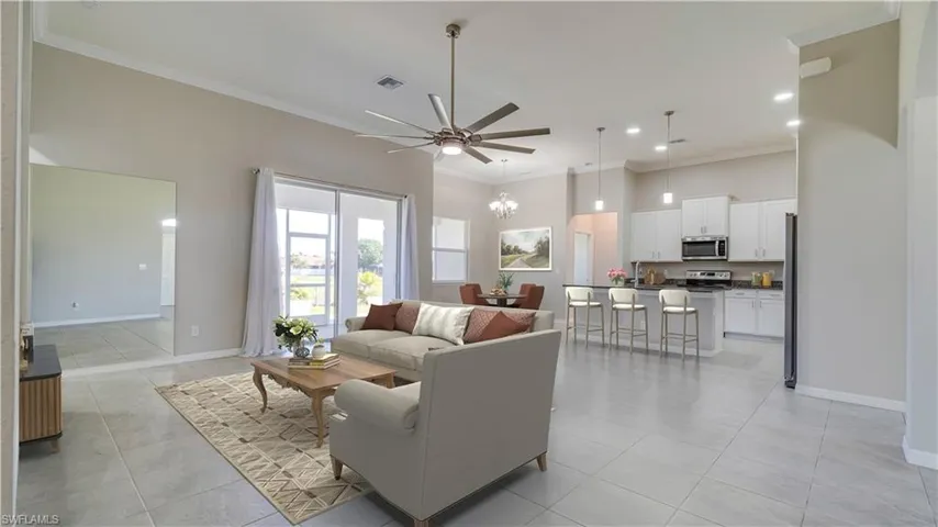 VIRTUALLY STAGED. living area with open concept.