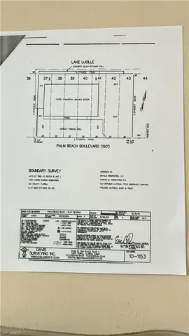 Boundary Survey. Illustrating the property's perimeter and existing structures