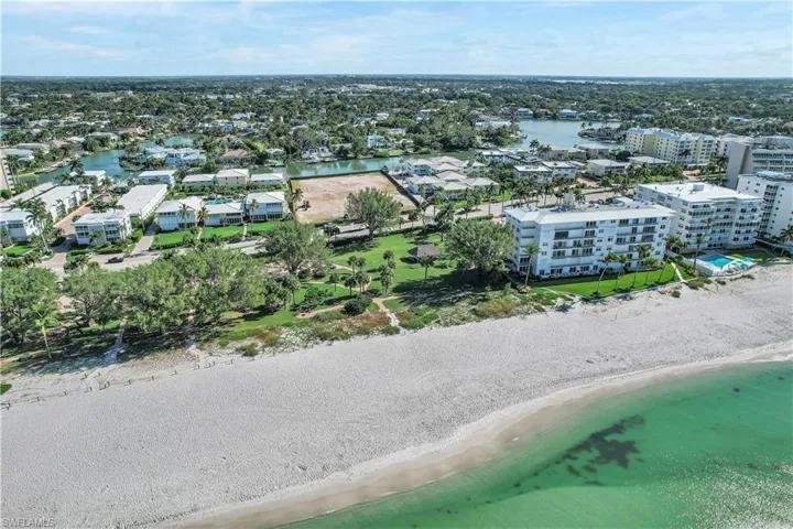 Bird's eye view of a nearby body of water