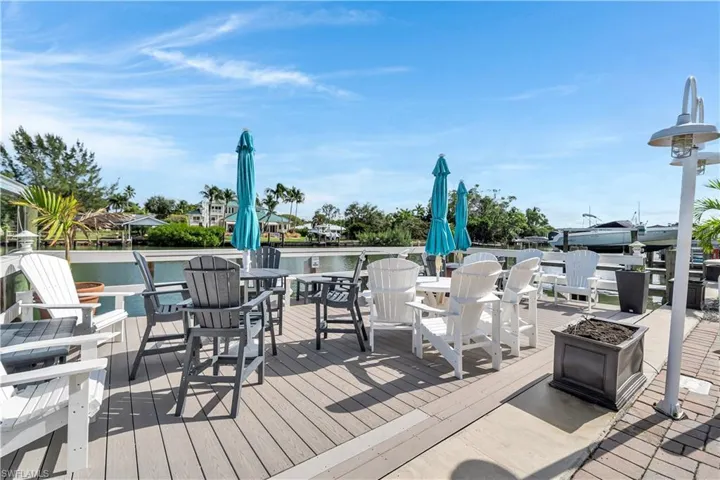 Deck featuring a water view and an outdoor fire pit