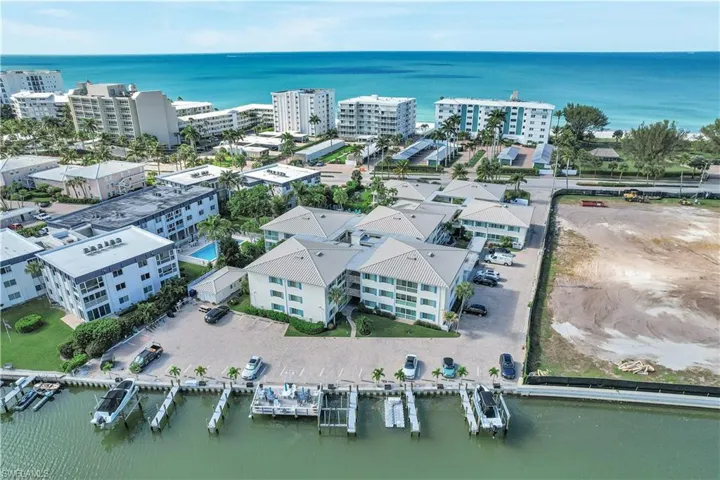 View of urban area with a large body of water
