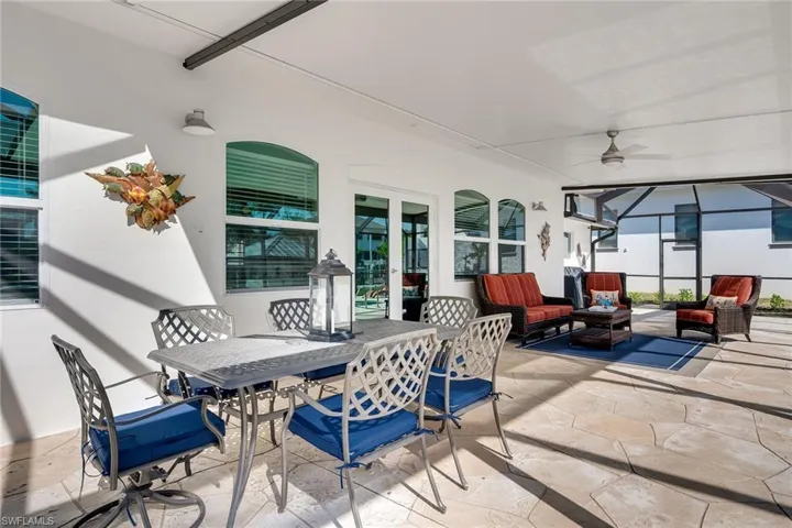 Covered Seating Area in Pool Enclosure