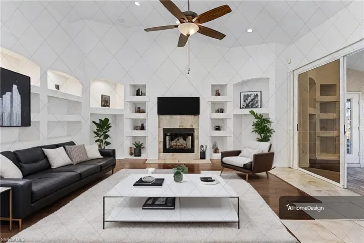Living room, virtually staged