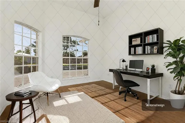 Office space with lots of sunlight, virtually staged