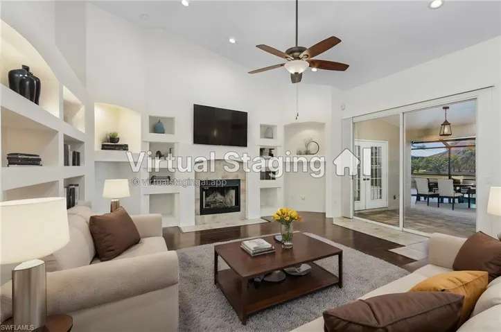 Living room, virtually staged