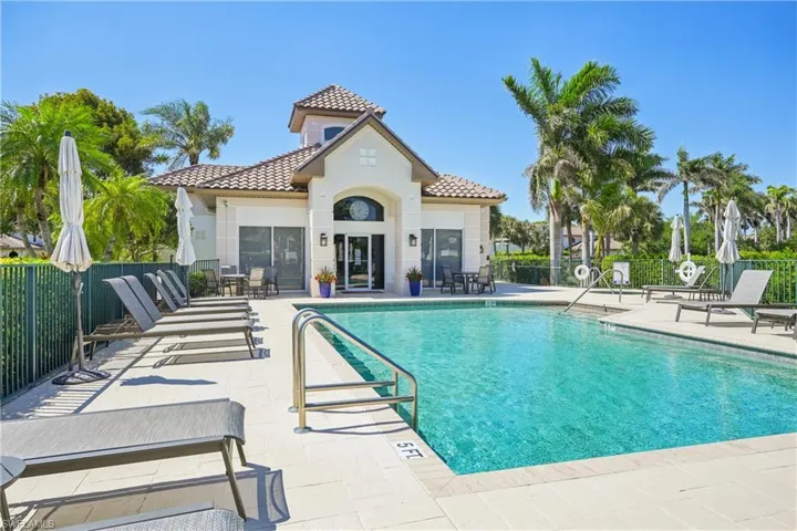 Community pool featuring a patio
