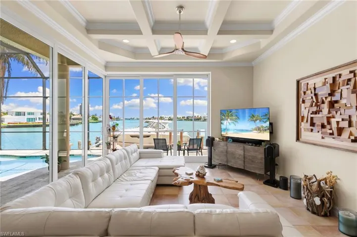 Fabulous water view illuminates the family area