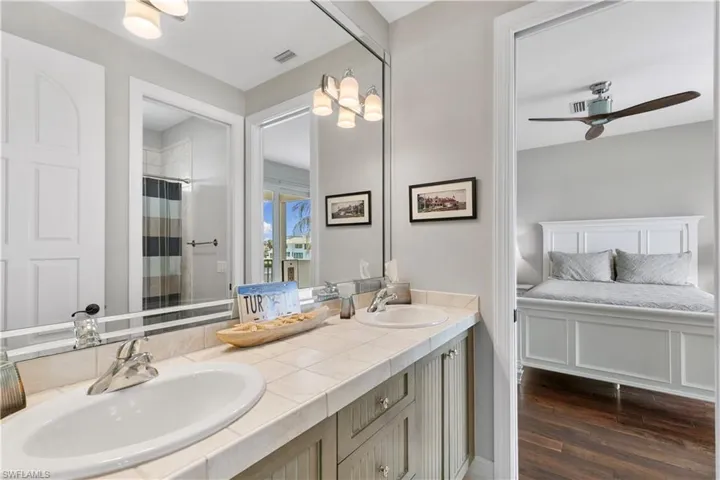 Jack and Jill bathroom connects upstairs bedrooms