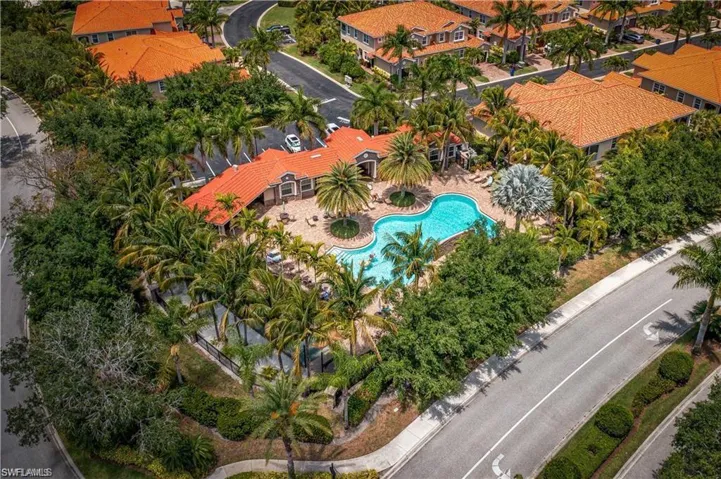 View of poll & community center bird's eye view