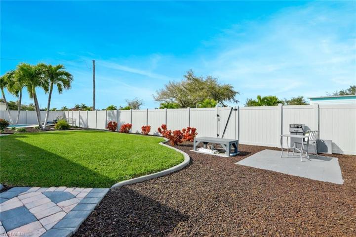 View of the Backyard and its Brown Rubber Mulch