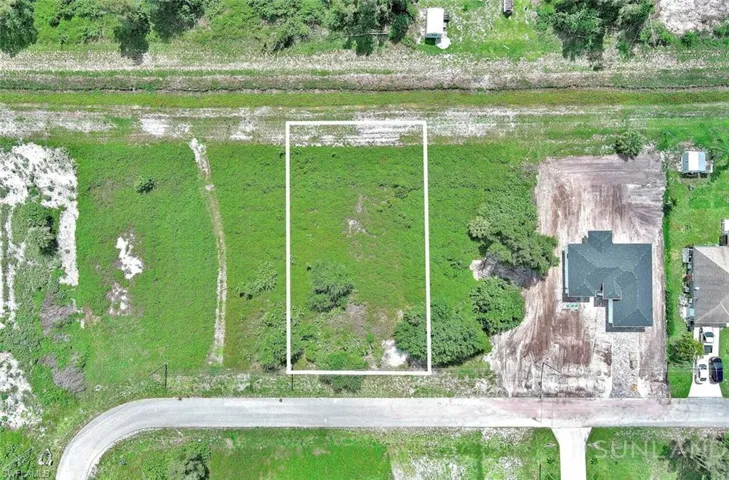Aerial view of property's location with property parcel outlined