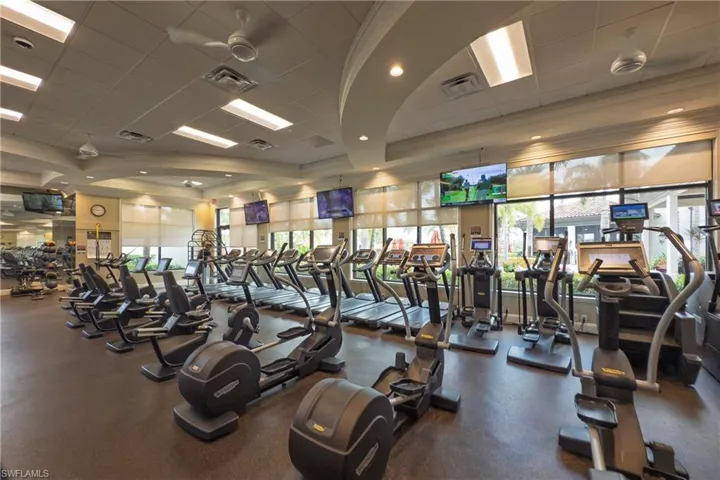 Exercise room with a drop ceiling