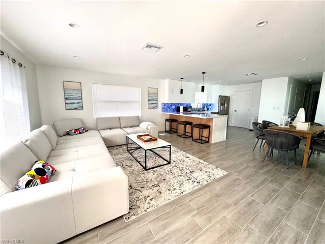 Living room with recessed lighting