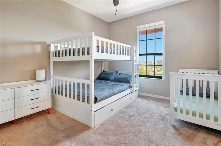 Bedroom featuring carpet