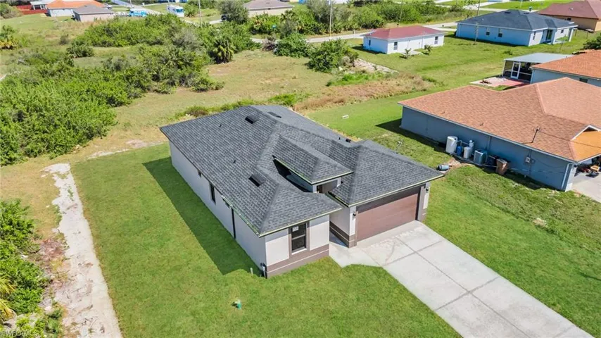 Aerial perspective of suburban area