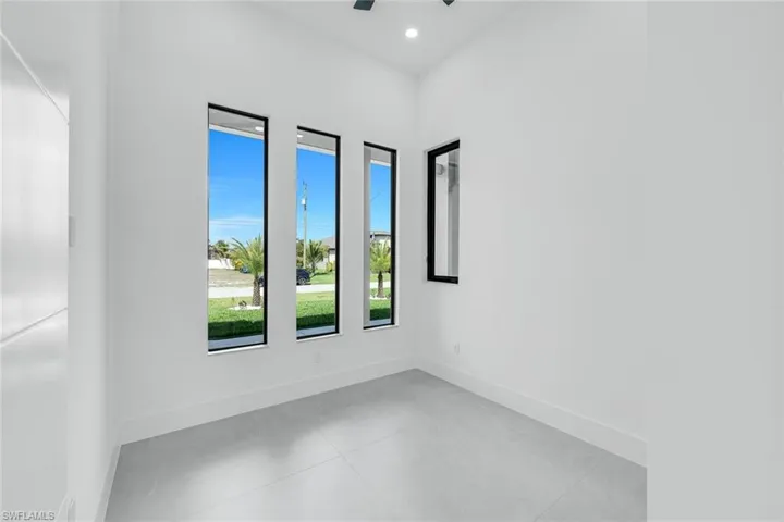 Unfurnished room featuring recessed lighting and ceiling fan