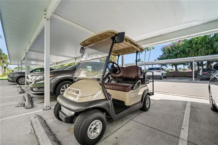 View of covered parking lot