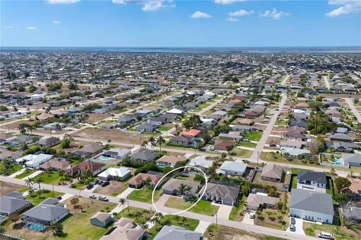 Aerial perspective of suburban area