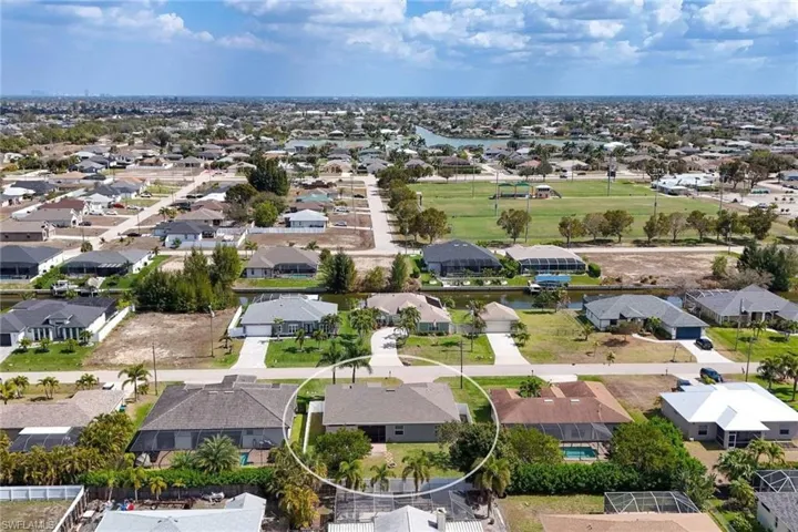 Aerial view of residential area