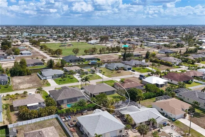 Aerial perspective of suburban area