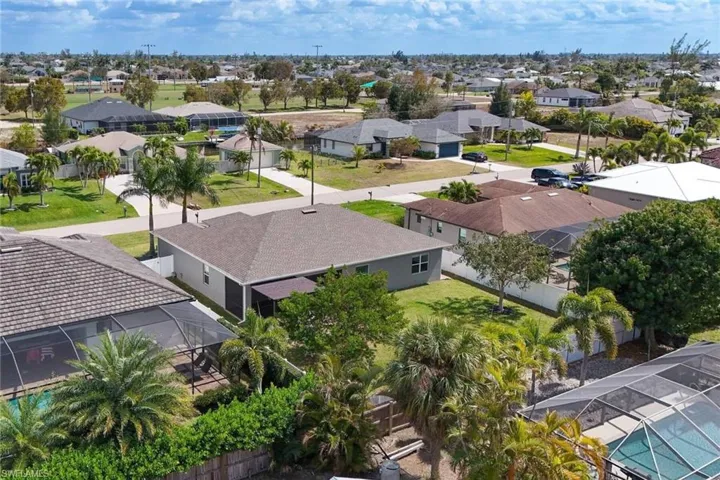 Aerial perspective of suburban area