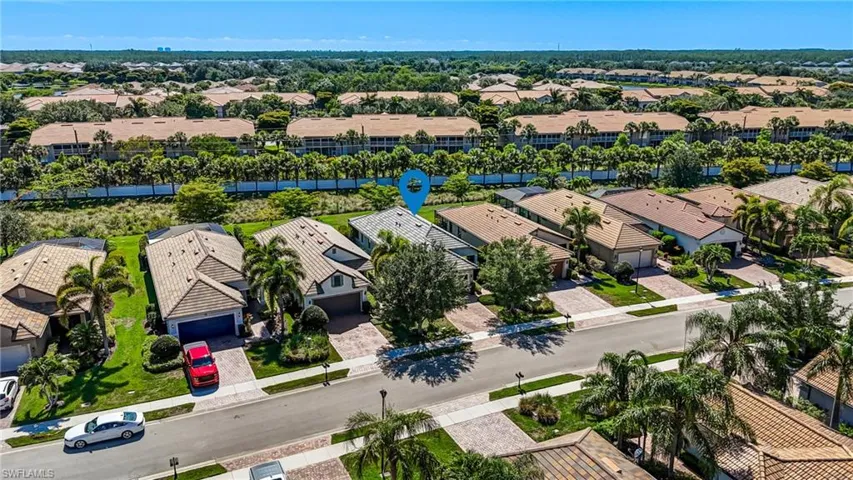 Aerial perspective of suburban area