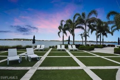 View of yard featuring a water view