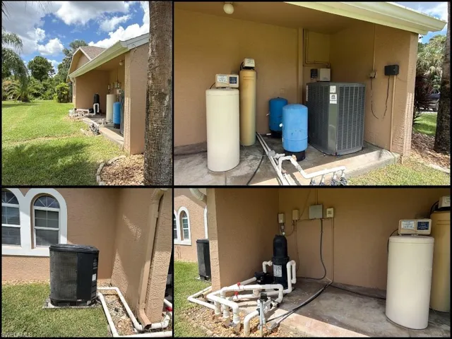 Alcove for external components. Pool heater, installed outside due to size and space.