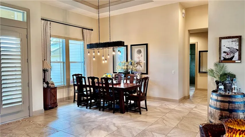 Dining room featuring crown molding