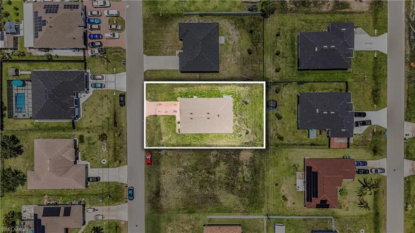 Aerial perspective of suburban area