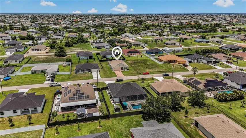 Aerial perspective of suburban area