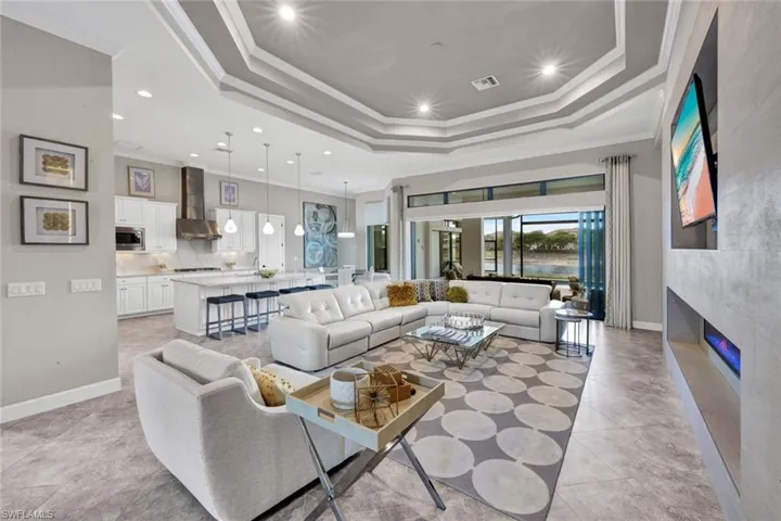 Great Room Living with a beautiful lake view and  open and airy floor plan