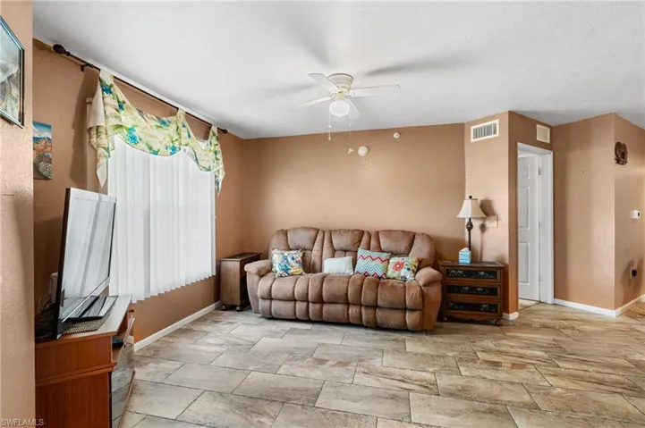 Living room with ceiling fan