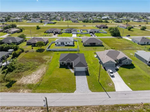 Aerial perspective of suburban area