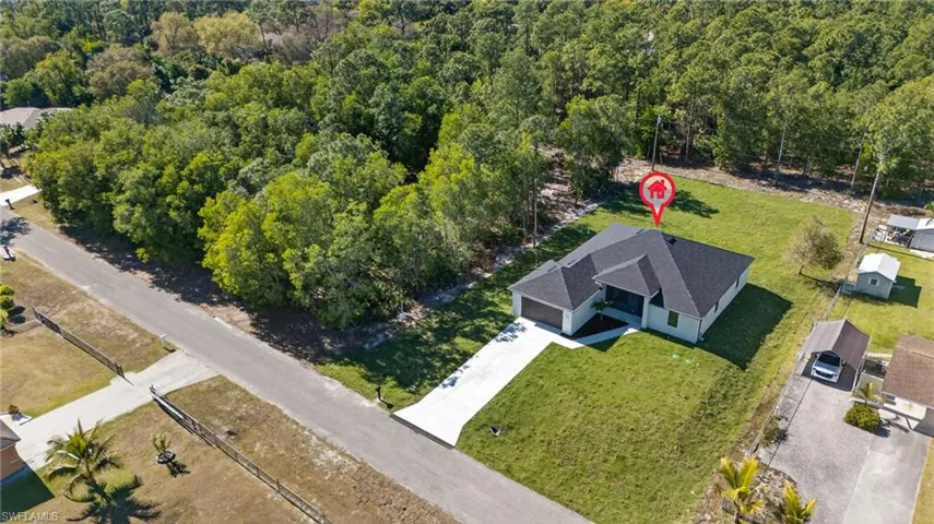 Bird's eye view of a heavily wooded area