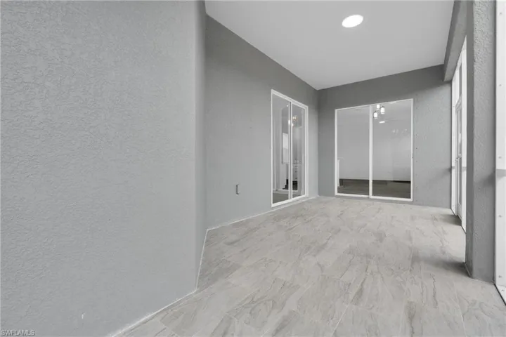 Hall with a textured wall