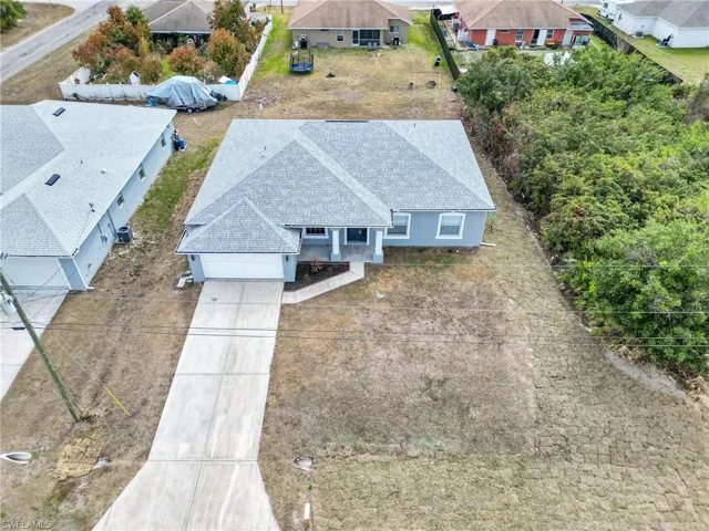 Aerial perspective of suburban area