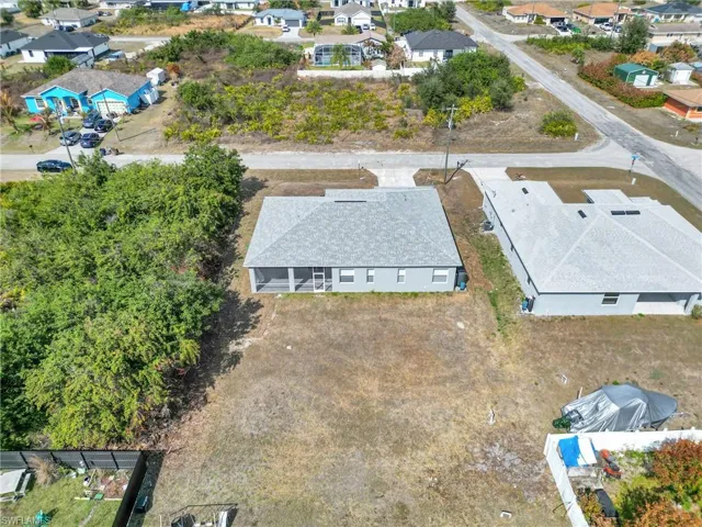 Aerial perspective of suburban area