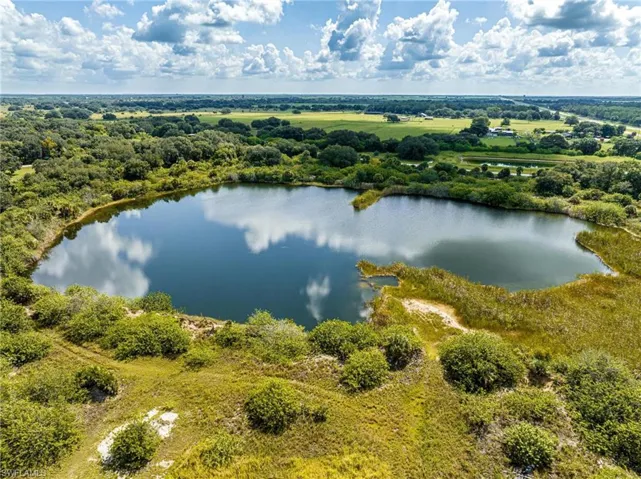 Bird's eye view of a nearby body of water