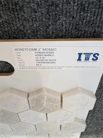 Kitchen Backsplash: Honeycomb Honed 2" Marble 12" X 12" - Color: Iceberg