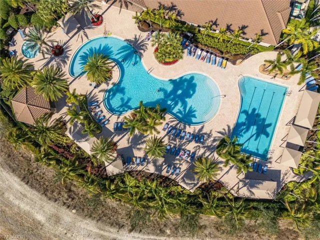 Aerial view of a pool area